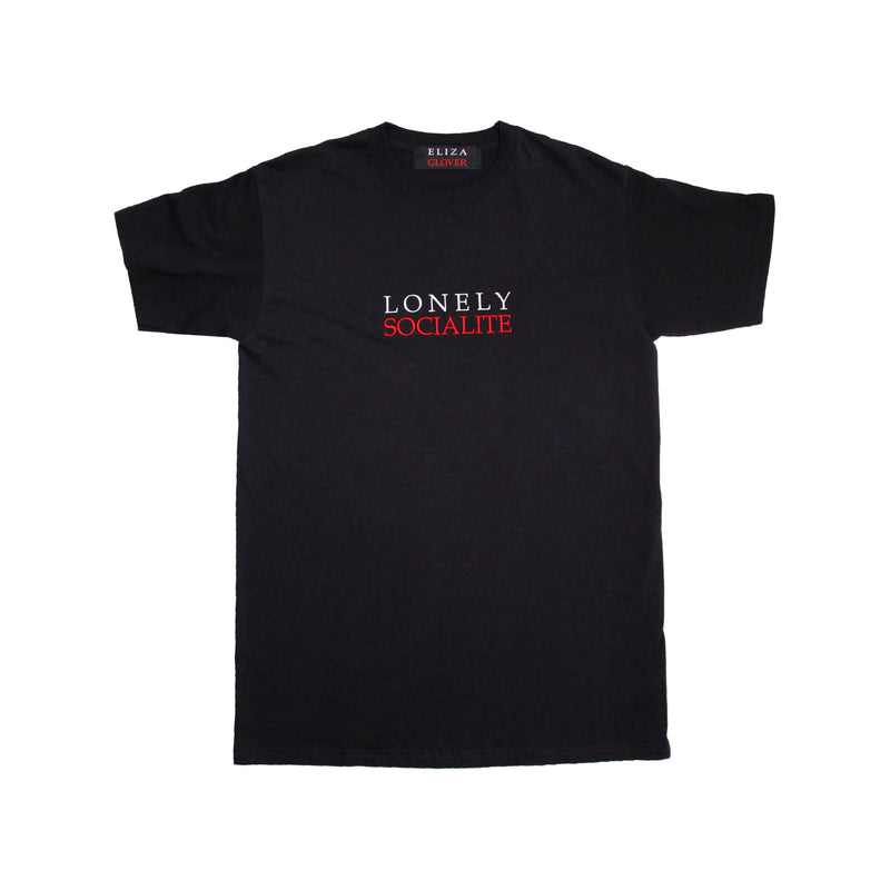 LONELY SOCIALITE BLACK EMBROIDERED TSHIRT